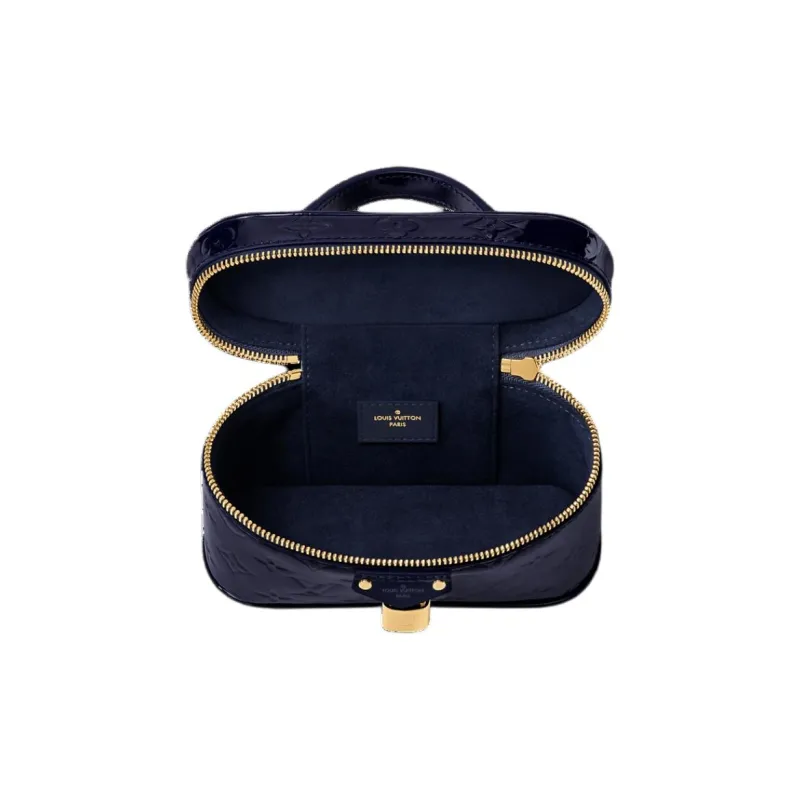 LOUIS VUITTON Vanity Lacquered Finish Cow Leather Makeup Bag Shoulder Bag Crossbody Bag Handbag Women's Sapphire Blue-3
