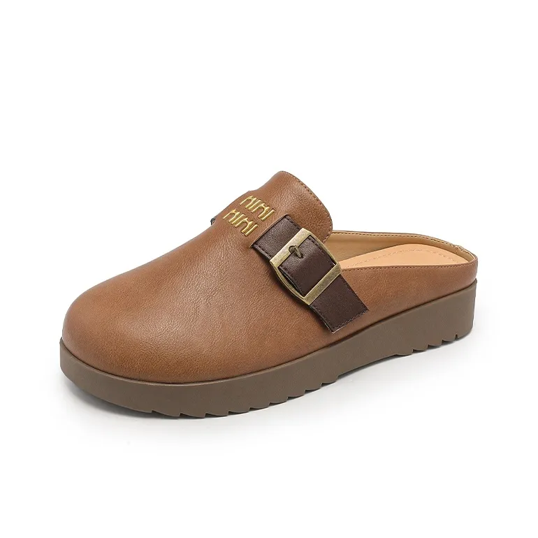 JOSINY TPR Sole Quiet Abrasion-Resistant Slip-Resistant Wrap-toe Slippers Women's Brown-0