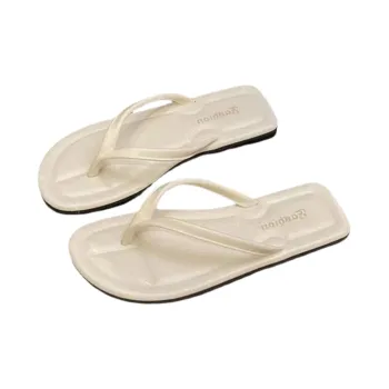 Meter Minimalist Style Comfortable Flip Flops, Summer Ankle Strap Slippers, Versatile Flat Toe Slipper