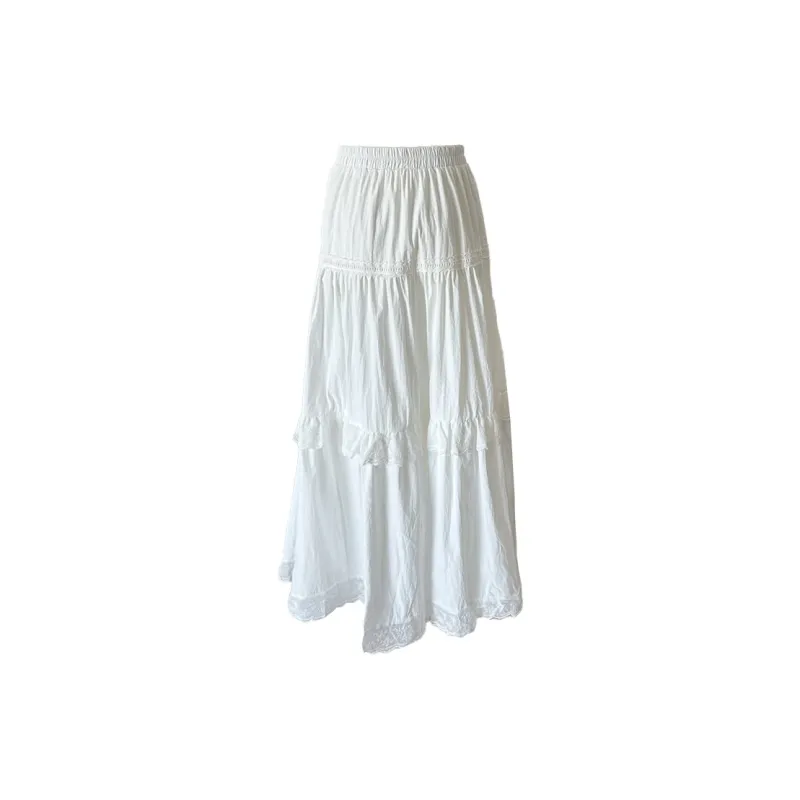 CPAURA Casual Long Skirt Women's White-1