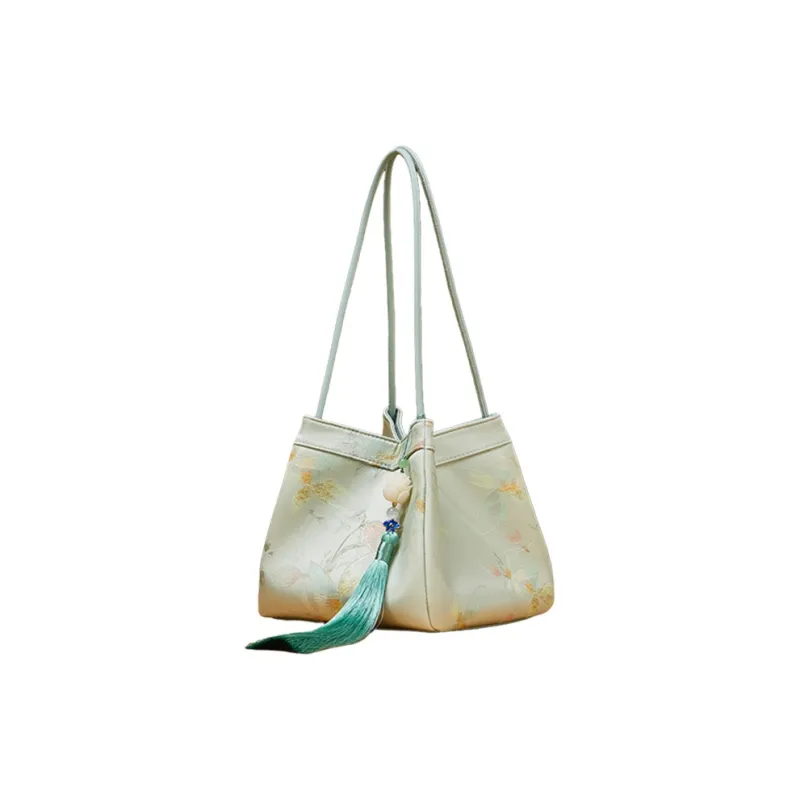 Pmsi Mulberry Silk Bucket Bag, Shoulder Bag Trumpets Women's Multicolor-11