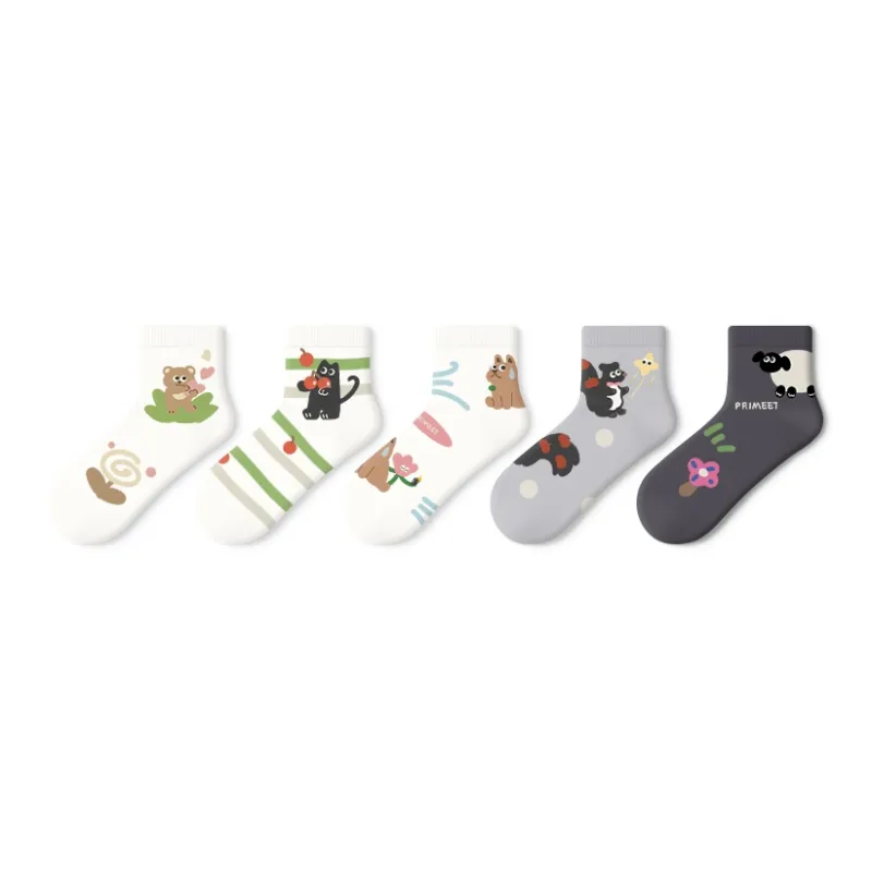 Primeet Ankle Socks Women's 5 Pack Healing Lambskin-0