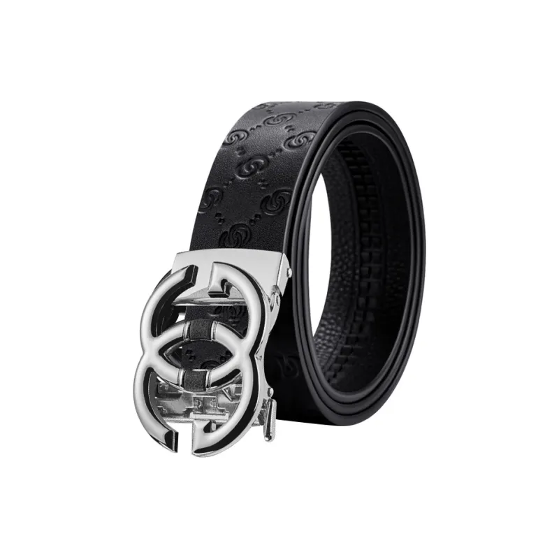Cheekkiss Cow Leather Belts Men's Gunmetal Silver Gold 3.5cm-8