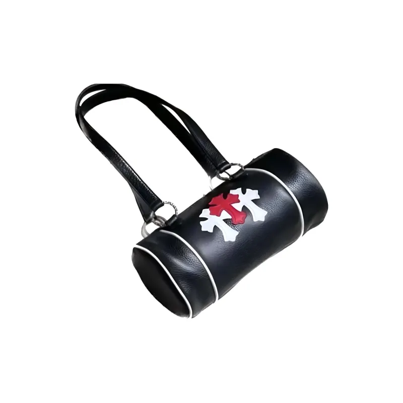 Chrome Hearts Leather Bucket Bags Handbags Shoulder Bags Unisex Black/Red-2