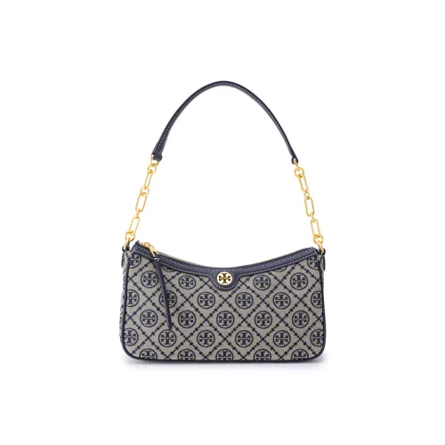 TORY BURCH T Monogram Fabric With Leather Shoulder Bag Portable Crossbody Bag Shoulder Bag Women's Marine Blue