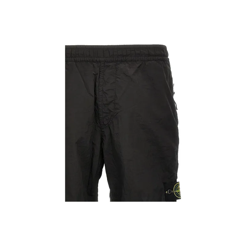STONE ISLAND Logo Patch Elastic Waist Trousers-2