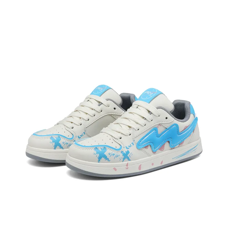 Pepe The Frog Skateboard Shoes Unisex Low Top Black & White/Beige Blue-43