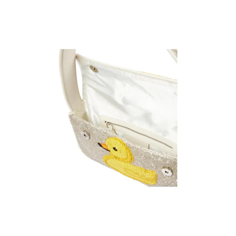 Staud TOMMY Fabric Shoulder Bag Women's Gray Yellow-3