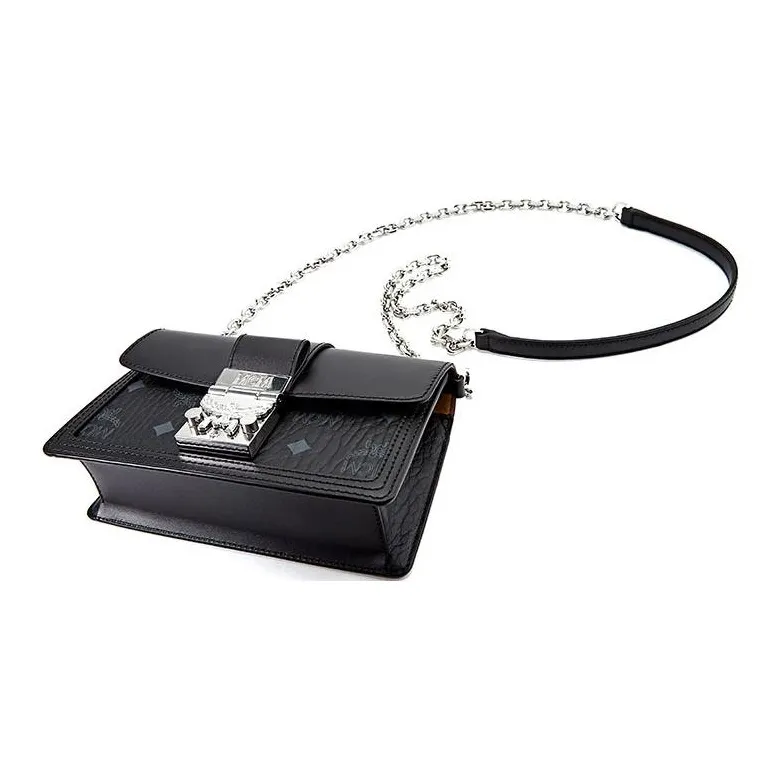 MCM Cow Leather Cylinder Bag Crossbody Bag Mini Women's Black-4