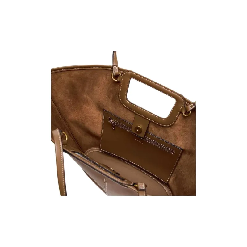 ZARA Polyurethane Tote Bag Shopping Bag Shoulder Bags Large Size Women's Brown-3