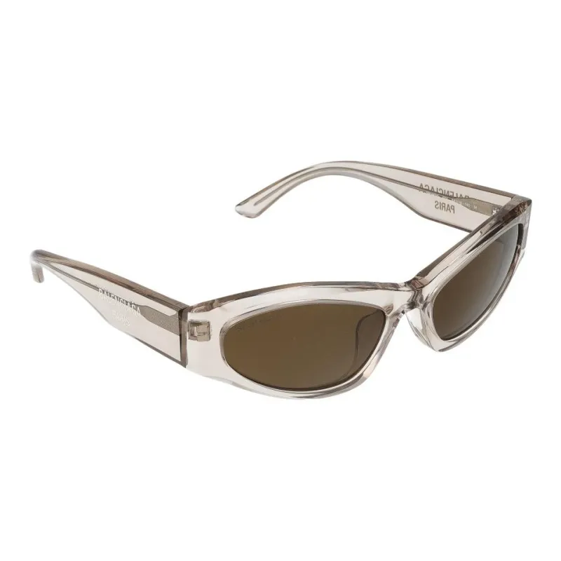 Balenciaga Acetate Irregular Shape Sunglasses Women's Brown-2