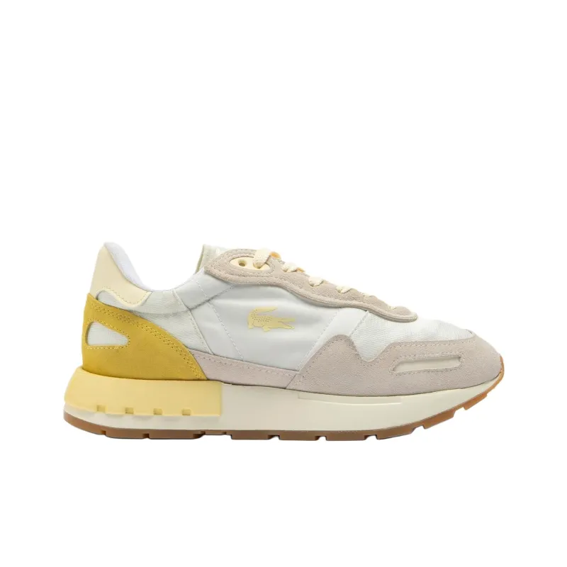 LACOSTE Anti Slip Wear Resistant Low Top Running Shoes Women's Beige Yellow-1