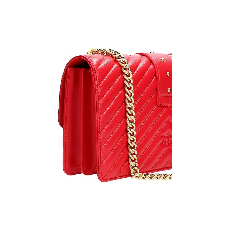 PINKO PINKO Love Icon Cowhide Leather Flying Bird Bag Swan Bag Shoulder Bag Crossbody Bag Medium Size Women's Red-3
