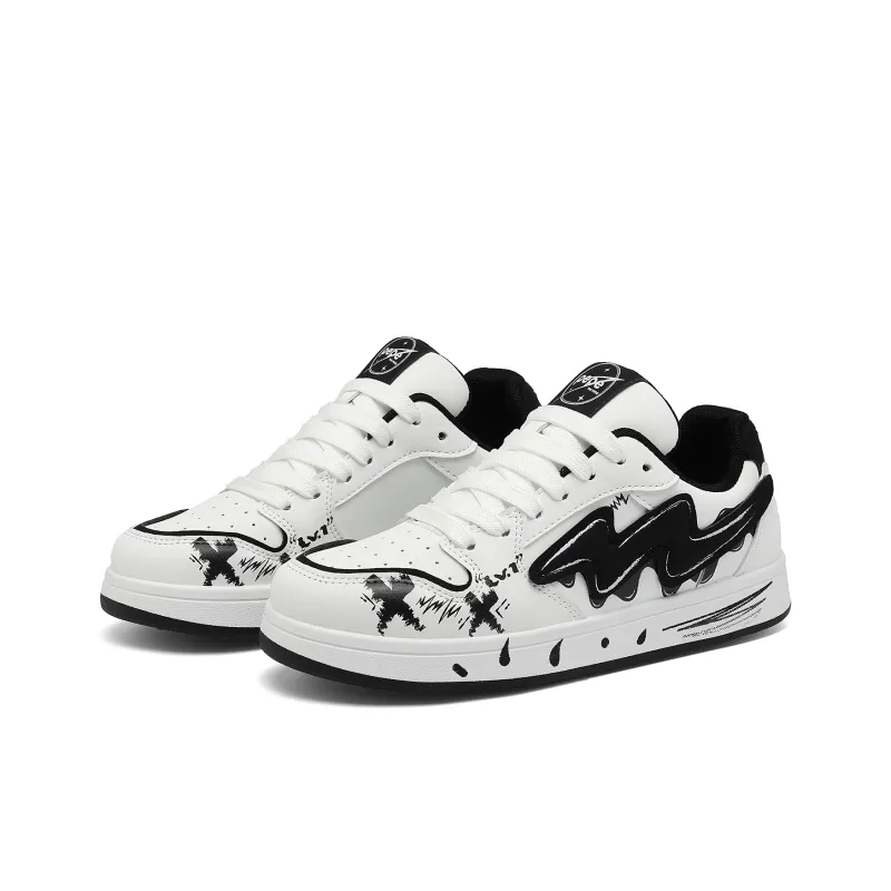 Pepe The Frog Skateboard Shoes Unisex Low Top Black & White/Beige Blue-15