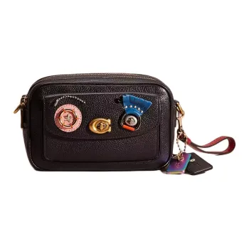 COACH Willow Leather Camera Bag Shoulder Bag Crossbody Bag Small Size Women's Black