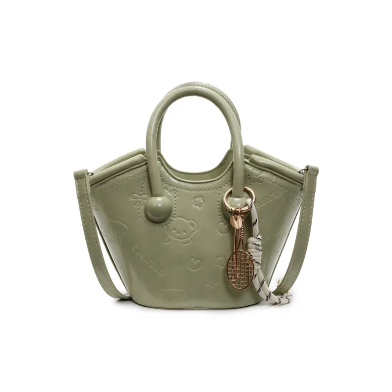 ROUNDOT PU Handbag Regular Women's Ecru Black/Green/Pink-8