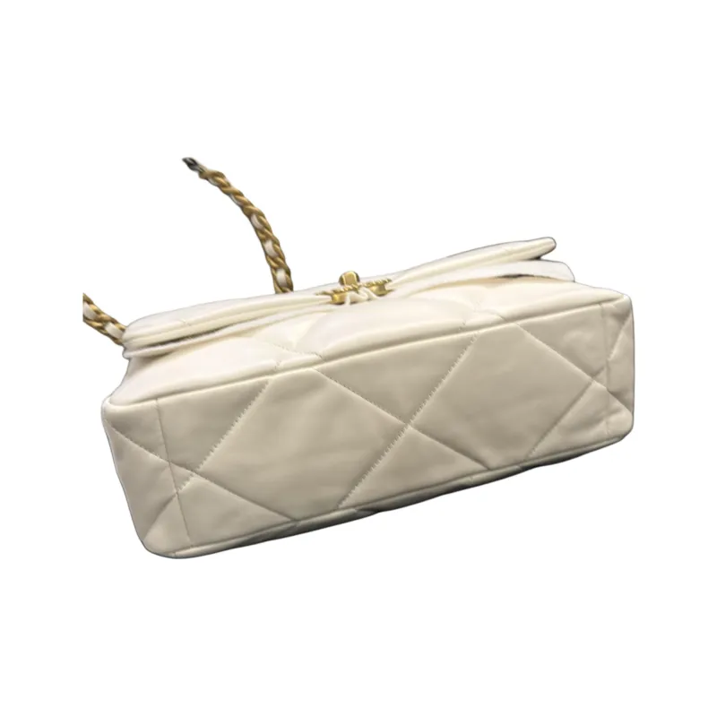CHANEL 19Bag Sheepskin Shoulder Bag Women's White-3