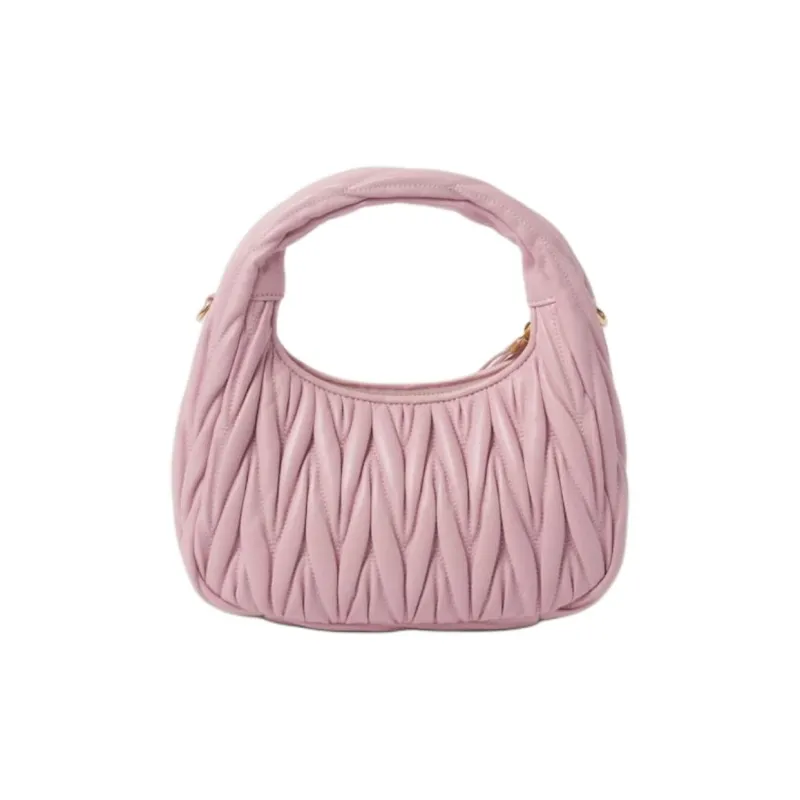 MIU MIU Wander Series Soft Sheep Leather Crescent Bag Handbag Trumpets Women's Pink-2