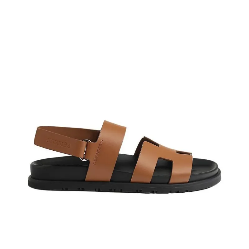 HERMES Genius One Strap Sandals Women's Brown-1