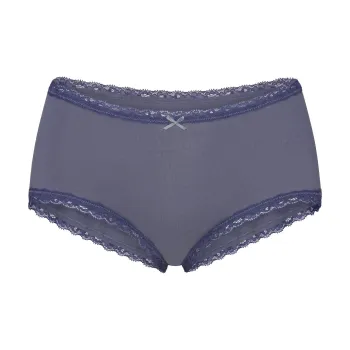 SKIMS SS25 LIGHTWEIGHT COTTON LACE BOY SHORT Underpants Women's 1 Pack STEEL BLUE/Steel Blue