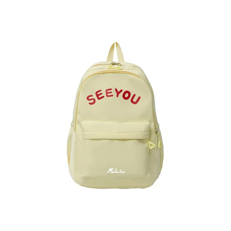Mulinsen Nylon Backpack Unisex Black/White/Yellow-4