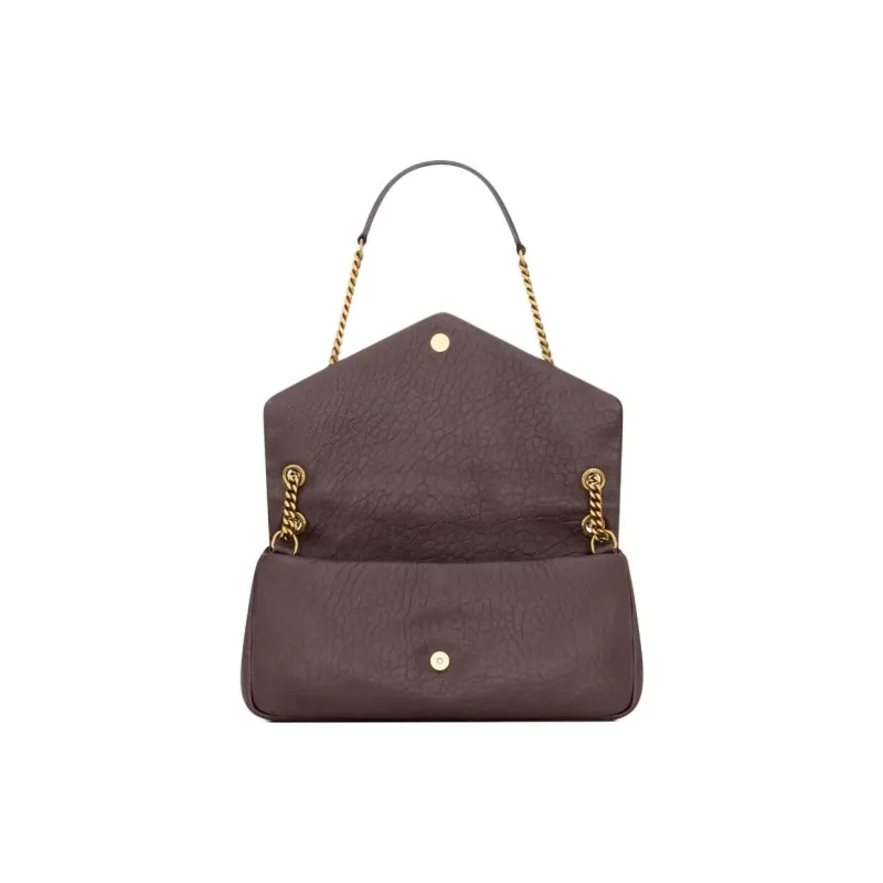 SAINT LAURENT Calypso Lambskin Envelope Bag, Shoulder Bag Medium Size Women's Brown-4