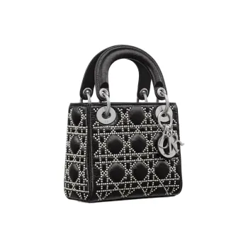 DIOR Lady Dior Calfskin & Brass Shoulder Bag, Crossbody Bag, Handbag Mini Women's Black