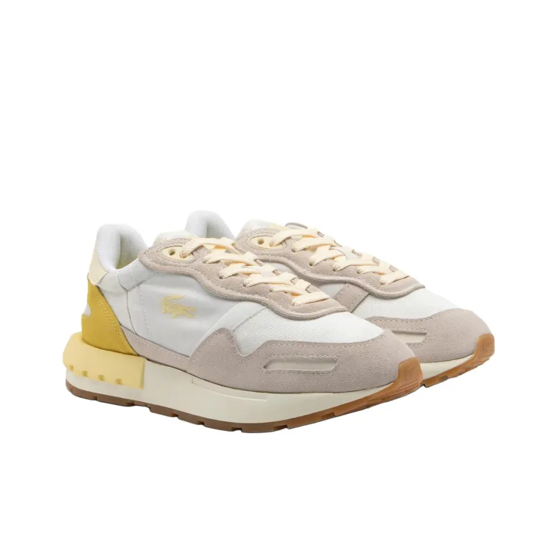 LACOSTE Anti Slip Wear Resistant Low Top Running Shoes Women's Beige Yellow-2