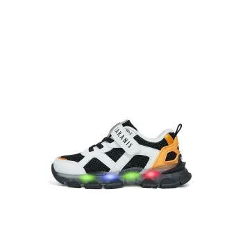 TARANIS Abrasion Resistant Breathable Kids' Running Shoes Black/White/Yellow Children Aged 3 7 Years Old