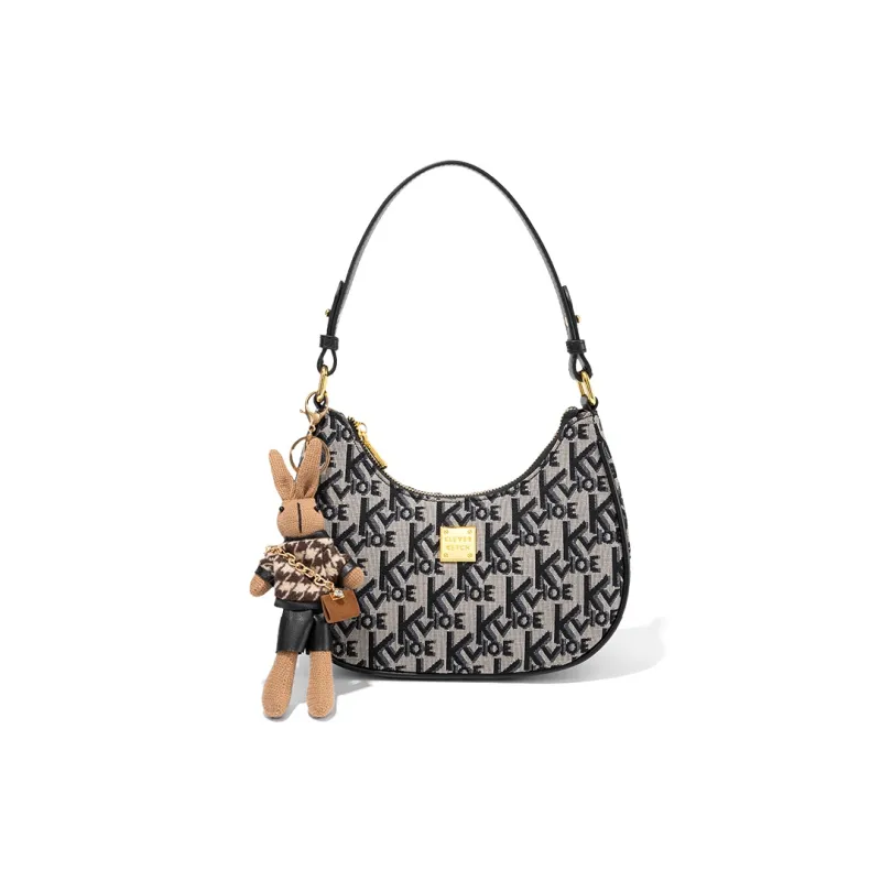 CLEVER& KETCH PU Shoulder Bag, Crescent Bag Women's Black-0