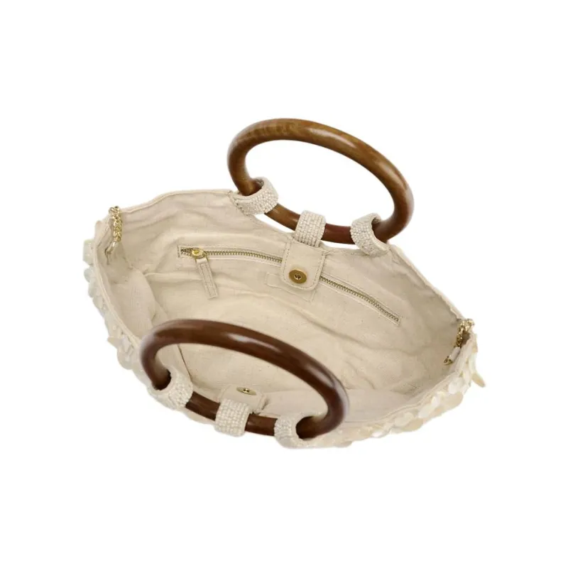 ZARA Cotton Crescent Bag, Shoulder Bag, Crossbody Bag, Handbag Women's Pearl Gray-3