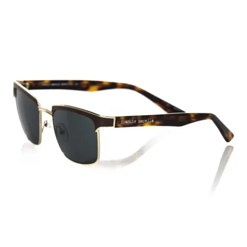 Frankie Morello Metal Leather Browline Sunglasses Men's Tortoiseshell