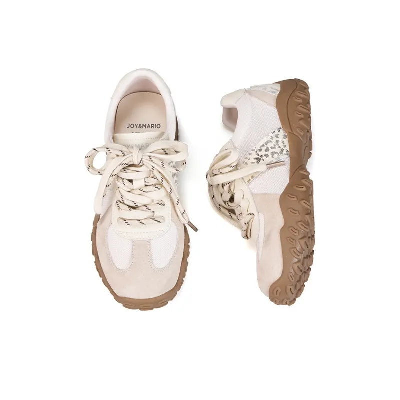 Joy&Mario Breathable Lightweight Low-Top Casual Shoes Women's Beige-4