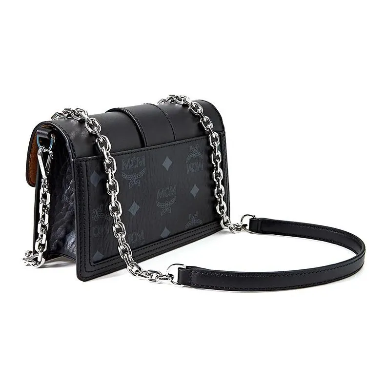 MCM Cow Leather Cylinder Bag Crossbody Bag Mini Women's Black-2