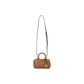 MCM Coated Canvas Canvas Bag Boston Bag Crossbody Handbag Mini Women's Cognac