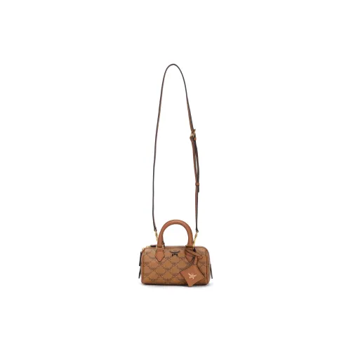 MCM Coated Canvas Canvas Bag Boston Bag Crossbody Handbag Mini Women's Cognac