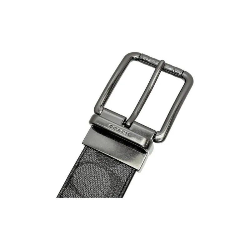 COACH Calfskin Leather Belts Men's Black Width  3.8cm-3