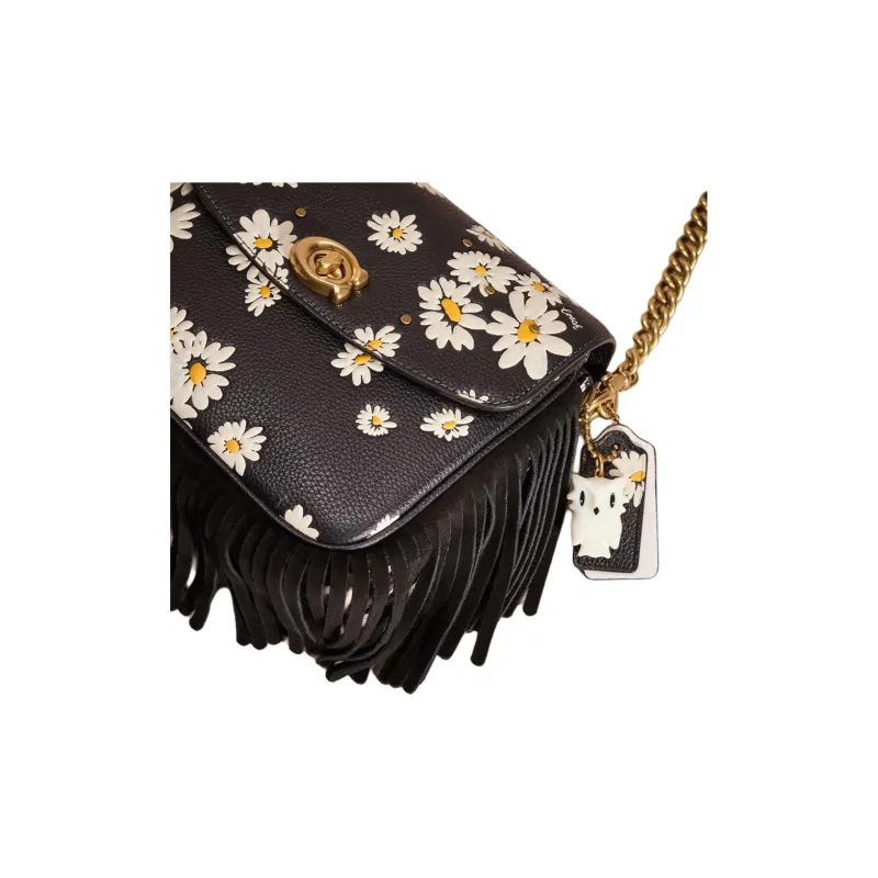 COACH Cassie Polished Pebbled Leather One Shoulder Handbags Small Size Women's Black Multicolor-2