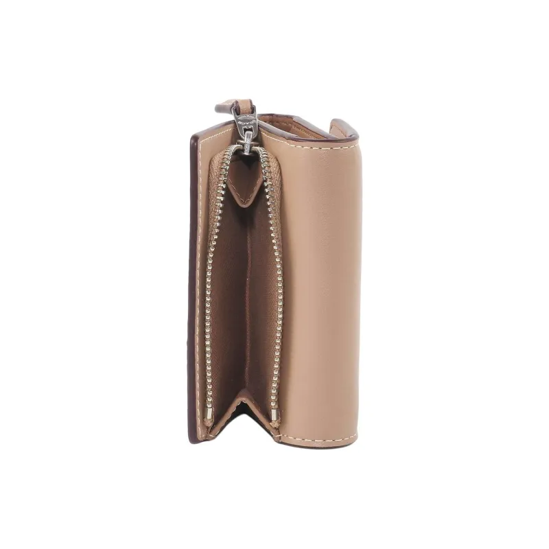 COACH Micro Coated Canvas With Leather Wallet Mini Women's Sand & Taupe-3