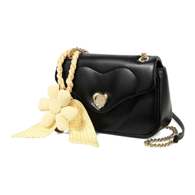 Teenmix Cowhide Split Leather Shoulder Bag, Chain Bag, Crossbody Bag, Shoulder Bag Regular Women's Ecru/Pink/Black-12