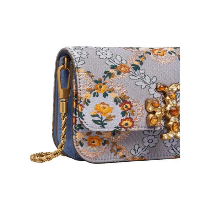 TORY BURCH Eleanor Suede Cell Phone Pouch, Card Holder, Shoulder Bag, Crossbody Bag Women's Blue-3