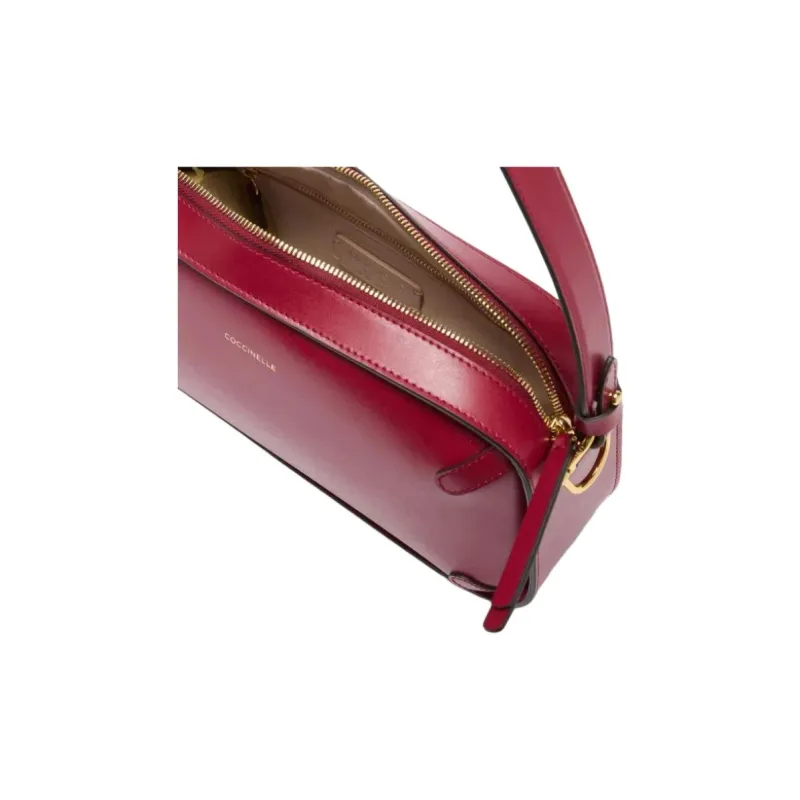 COCCINELLE Grain Leather Shoulder Bag Medium Size Women's Burgundy-3