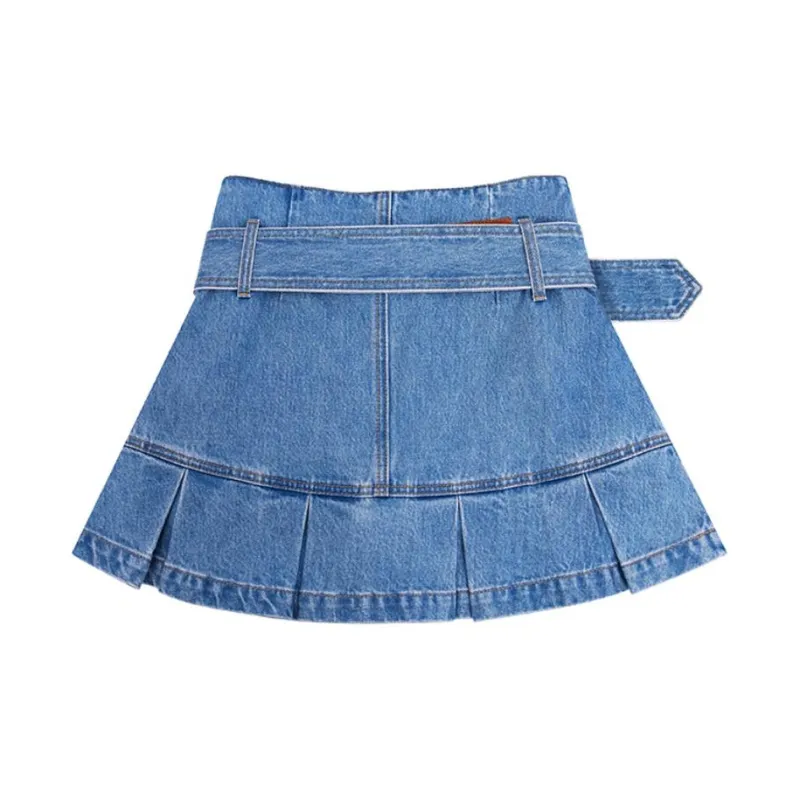 Abigthanks Denim Short Skirts Women's Washed Blue-1