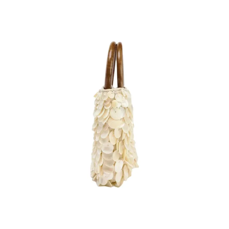 ZARA Cotton Crescent Bag, Shoulder Bag, Crossbody Bag, Handbag Women's Pearl Gray-2