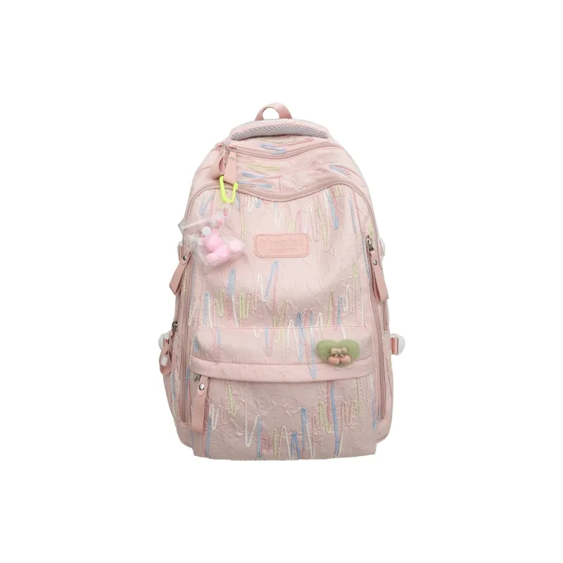 URBAN FOREST Nylon Backpack Regular Unisex Black/White/Yellow/Blue/Pink-7