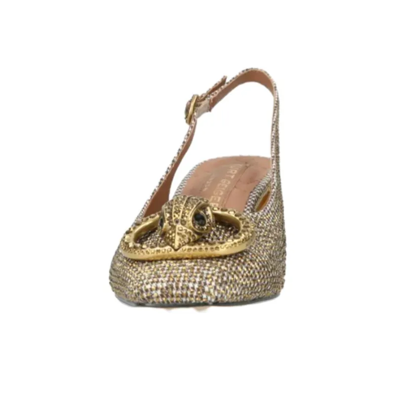 Kurt Geiger London Chelsea Chunky Heel High Heels 6cm Women's Gold-4