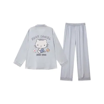 GUKOO x Hello Kitty Sanrio Series Pajama Set Men's Lead Gray