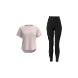 Light Pink Short-Sleeved Shirt+Starry Shiny Black Seamless Pants