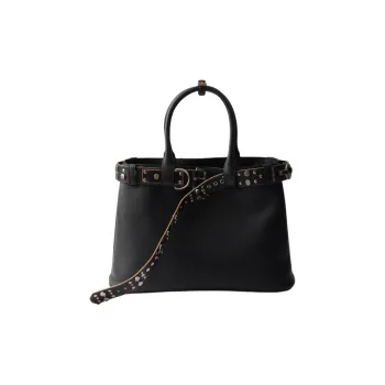 PRADA Cow Leather Tote Bag, Shopping Bag, Shoulder Bag, Crossbody Bag, Handbag Large Size Women's Black
