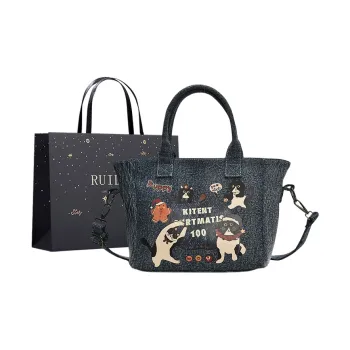 Smart Denim Tote Shoulder Bag Handbag Women's Dark Blue/Light Blue